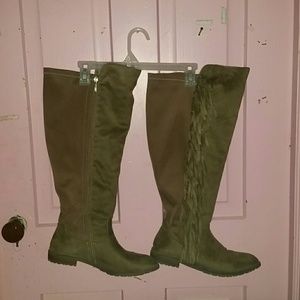 Lane Bryant wide width knee high fringe boots